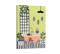 Bathroom Black Cat Colorful PaintingWall Decoration Posters Motivational Wall Posters Suitable for Office Gym Bedroom Decoration AestheticFrame-style 20x30inch(50x75cm)