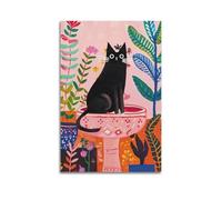 Bathroom Black Cat Colorful Print (2) Cover Poster Art Canvas Gift for Friends Or for Your Own Use Bedroom Living Room Decoration AestheticUnframe-style 20x30inch(50x75cm)