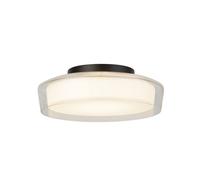 Bathroom Black Metal Clear Inner Opal Glass Shade Flush Fitting Ceiling Light