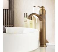 Bathroom Brass European Style Vintage Basin Hot and Cold Mixer Faucet, Antique High