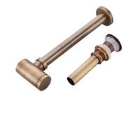 Bathroom Brass Round Bottle P Trap, Lavatory Adjustable Basin Waste Drain with Pop Up for Bathroom Sink Basin(No Overflow Drain)