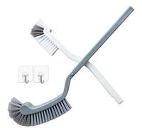 Bathroom Brushes Kitchen Cleaning Brush set Toilet bowl Brush Scrub Brush Home Cleaner Floor Stiff Bristles with Adhesive Hooks Plastic handle Durable 13.5-Inch Deep Cleaning (Grey)