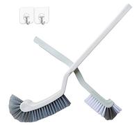 Bathroom Brushes Kitchen Cleaning Brush set Toilet bowl Brush Scrub Brush Home Cleaner Floor Stiff Bristles with Adhesive Hooks Plastic handle Durable 13.5-Inch Deep Cleaning (White)