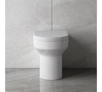 Bathroom BTW Modern Round Ceramic Toilet Pan & Soft Close Seat WC Back to Wall