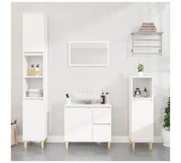 Bathroom cabinet 30x30x100cm White Engineered Wood Matte Finish Slim Storage Box