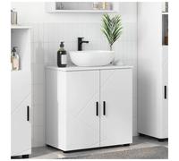 Bathroom cabinet 61x35x64cm White engineered wood with metal legs 2-door unit