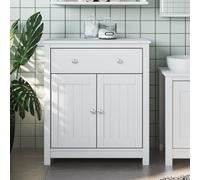 Bathroom cabinet 69.5x34x80 cm White Solid Pine Wood 1 Drawer 1 Door Storage UK