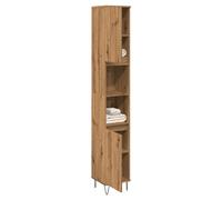Bathroom Cabinet Artisan Oak 30x30x190cm Engineered Wood Slim 2 Doors 6 Shelves [EEK: Yes]