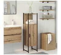 Bathroom Cabinet Artisan Oak 33x33x120.5cm Engineered Wood 3-Shelf Wall-Mounted