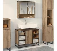 Bathroom cabinet Artisan oak 80x33x60 cm Engineered wood 2 shelves 1 door modern