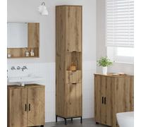 Bathroom Cabinet Artisan Oak Engineered Wood 31.5x33x190cm Black Legs SlimStore
