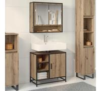 Bathroom Cabinet Artisan Oak Engineered Wood 65x33x60cm 2 Shelves 1 Door Compact