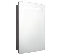 vidaXL LED Bathroom Mirror Cabinet Grey Washroom Storage Rack Vanity Unit