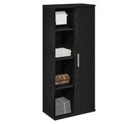 Bathroom cabinet Black Engineered Wood 39x22x90 cm with Toilet Roll Holder Easy
