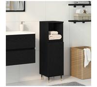 Bathroom cabinet Black oak. 30x30x100 cm Engineered wood 3 Shelves 1 Flush Door