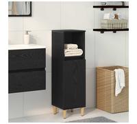 Bathroom Cabinet Black Oak 30x30x100cm Engineered Wood Matte Flush Door Storage