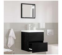 Bathroom Cabinet Black Oak 41x38.5x45cm Engineered Wood Wall-Mount Mirror Drawer