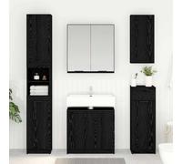 Bathroom Cabinet Black Oak 64.5x33.5x59cm Engineered Wood 2-Door Modern Compact