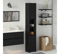 Bathroom Cabinet Black Oak Engineered Wood 2-Door 30x30x183.5cm TallSlim Storage