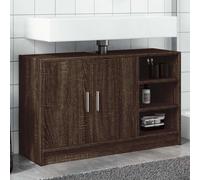 Bathroom Cabinet Brown Oak 90x29x55 cm Engineered Wood 2-Door 3-Shelf Minimalist