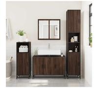 Bathroom Cabinet Brown Oak 90x33x60cm Engineered Wood 3-Door Modern Compact Slim