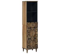 Bathroom Cabinet Brown Solid Mango Wood 38 x 33.5 x 160 cm 1 Door 1 Drawer Black