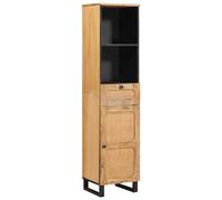 Bathroom Cabinet Brown Solid Mango Wood 38x33x160 cm Tall Shelf Door Indoor Slim [EEK: Yes]
