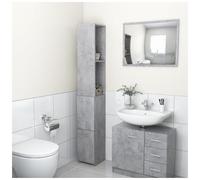 Bathroom Cabinet Concrete Grey 25x26.5x170cm Engineered Wood 2 Doors Drawer H170