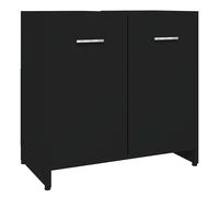 vidaXL Bathroom Cabinet Black Chipboard Washroom Cupboard Under Basin Unit