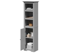 Bathroom cabinet grey 44x30x160 cm solid pine, engineered wood metal handle tall