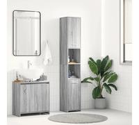 Bathroom Cabinet Grey Sonoma 30x30x183.5cm Engineered wood 2-Door Slim Shelves