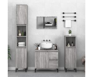 Bathroom Cabinet Grey Sonoma 30x30x190cm Engineered Wood 2 Doors 6 Shelves Tall