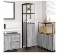 Bathroom cabinet Grey Sonoma 36x35x165 cm Engineered wood & steel, 4 shelves UK