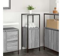 Bathroom Cabinet Grey Sonoma 36x35x95 cm Engineered Wood Steel 3 Shelves AntiTip