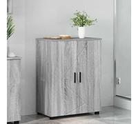 Bathroom Cabinet Grey Sonoma 60x35x80cm Engineered Wood Metal Legs Slim 2 Doors