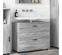 Bathroom cabinet Grey Sonoma 76.5x35x64cm Engineered Wood w/ Drawer, Metal Legs