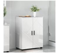 Bathroom Cabinet High Gloss White 60x35x80cm Engineered Wood Metal Legs 2-Door.