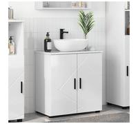 Bathroom Cabinet High Gloss White 61x35x64 cm 2-Door Freestanding Engineered MDF