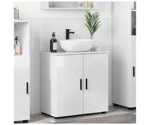 Bathroom Cabinet High Gloss White 61x35x64 cm 2-Door Freestanding Engineered MDF