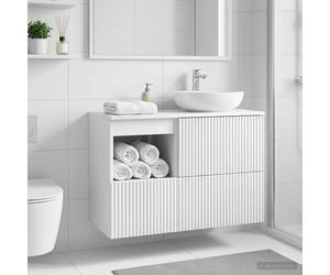 Bathroom Cabinet High Gloss White Engineered Wood 30x35x50 cm Modern Storage 1pc