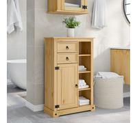 Bathroom cabinet Honey 70x33x110 cm solid pine 2 drawers 1 door metal knob
