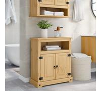 Bathroom cabinet Honey 70x33x80 cm Solid Pine 1 Open Compartment 2 Doors New