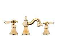 Bathroom Cabinet Jade Faucet Body Copper Antique Jade Basin Faucet, Titanium Gold Rosin Yellow