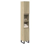 Bathroom Cabinet Modern Sonoma Oak 30x30x190cm Engineered Wood 6 Shelves 2 Doors