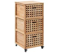 Bathroom Cabinet Natural Solid Walnut & Plywood 41x41x91 cm 3 Baskets 4 Castors