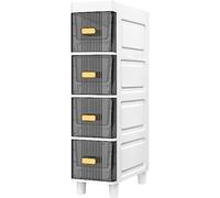 Bathroom Cabinet on Wheels - 4-Tier Slim Grey-Brown for Small Spaces Stylish Storage Solution for Bathrooms and Versatile Home Decor