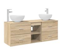 Bathroom Cabinet Set 3 pcs 129 x 35 x 80 cm Engineered Wood Storage Unit vidaXL