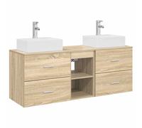Bathroom Cabinet Set with Drawer 3 pcs Engineered Wood Wall Storage vidaXL