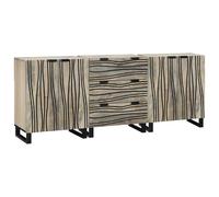 Bathroom cabinet set White 180x33x75cm Engineered wood 3-drawer metal legs solid
