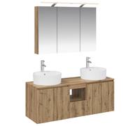 Bathroom Cabinet Set with Mirror Lights 4 pcs Engineered Wood Modern vidaXL